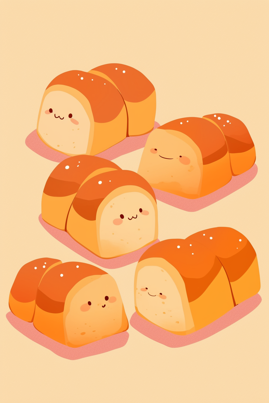 thanksgiving food drawing ideas featuring cute dinner rolls with cheerful faces, perfect for adding charm to your holiday artwork.